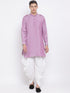 Vastramay Men's Purple Cotton Blend Kurta and Dhoti Set